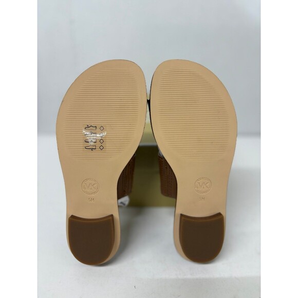 Michael Kors Women's August Brown Slide Flat Toe Ring Sandals Faux Leather Sz 5M - Picture 6 of 6